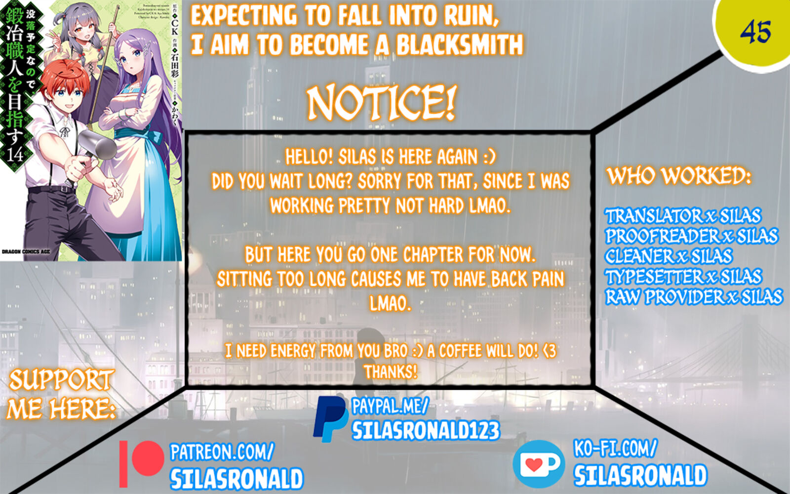 Botsuraku Youtei Nanode Kajishokunin Wo Mezasu Chapter 45 Page 1