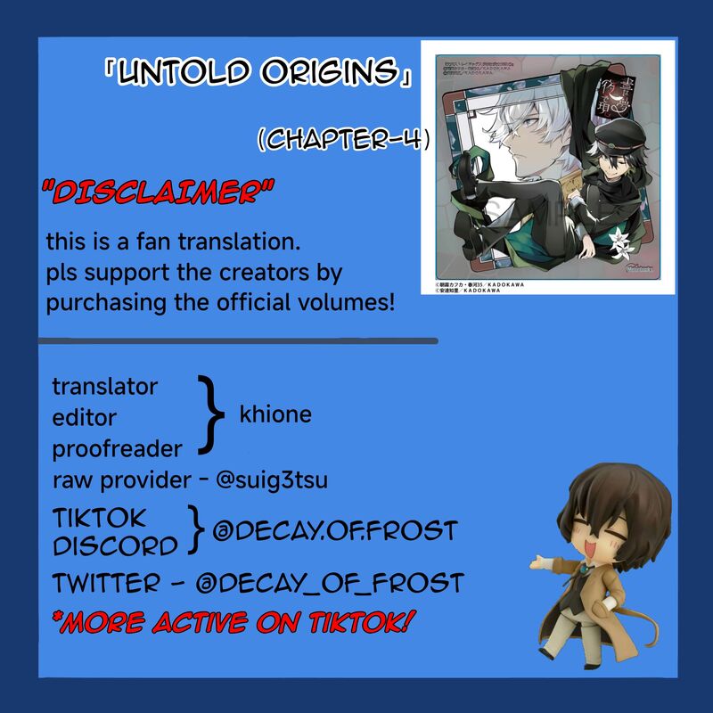 Bungou Stray Dogs The Secret Story Behind The Detective Agencys Establishment Chapter 4 Page 1