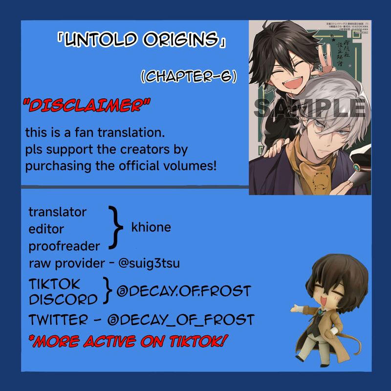 Bungou Stray Dogs The Secret Story Behind The Detective Agencys Establishment Chapter 6 Page 1