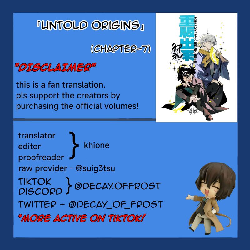 Bungou Stray Dogs The Secret Story Behind The Detective Agencys Establishment Chapter 7 Page 1