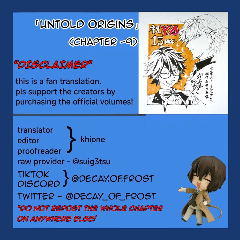 Bungou Stray Dogs The Secret Story Behind The Detective Agencys Establishment Chapter 9 Page 1