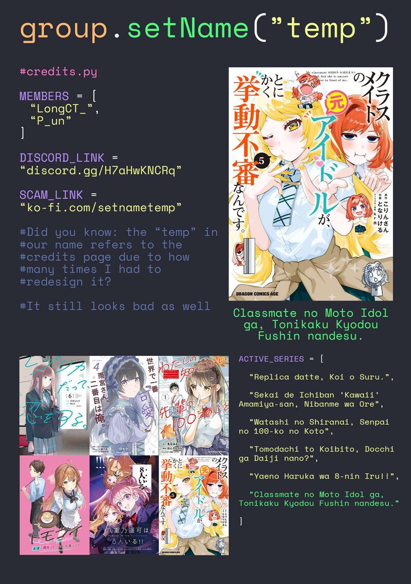 Classmate No Moto Idol Ga Tonikaku Kyodou Fushin Nan Desu Chapter 27e Page 16