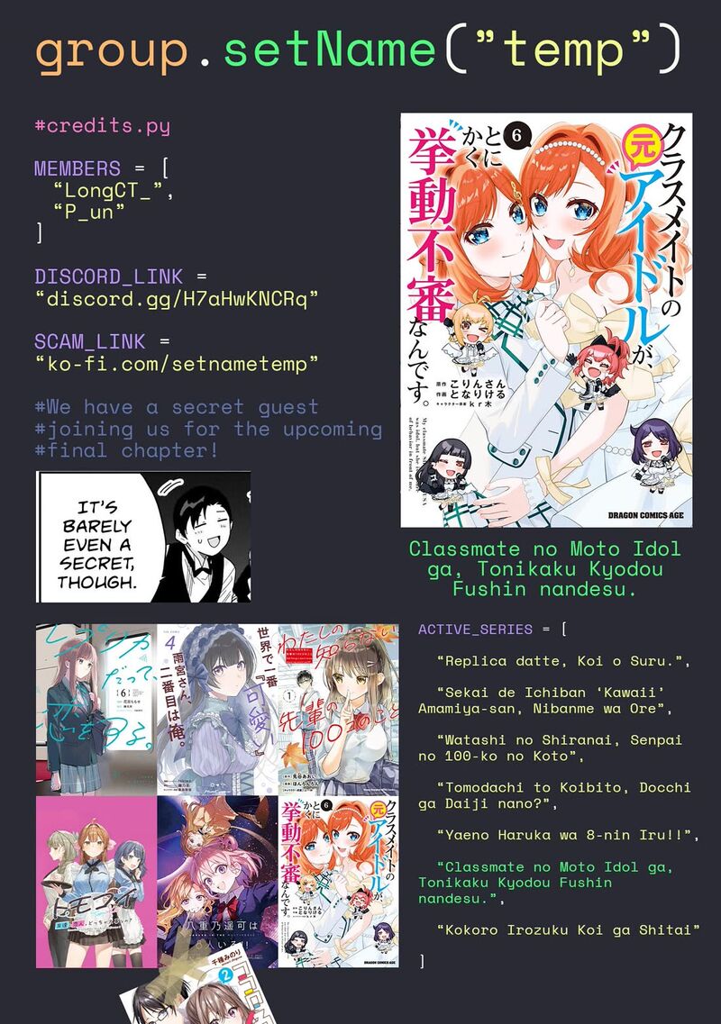 Classmate No Moto Idol Ga Tonikaku Kyodou Fushin Nan Desu Chapter 31 Page 39