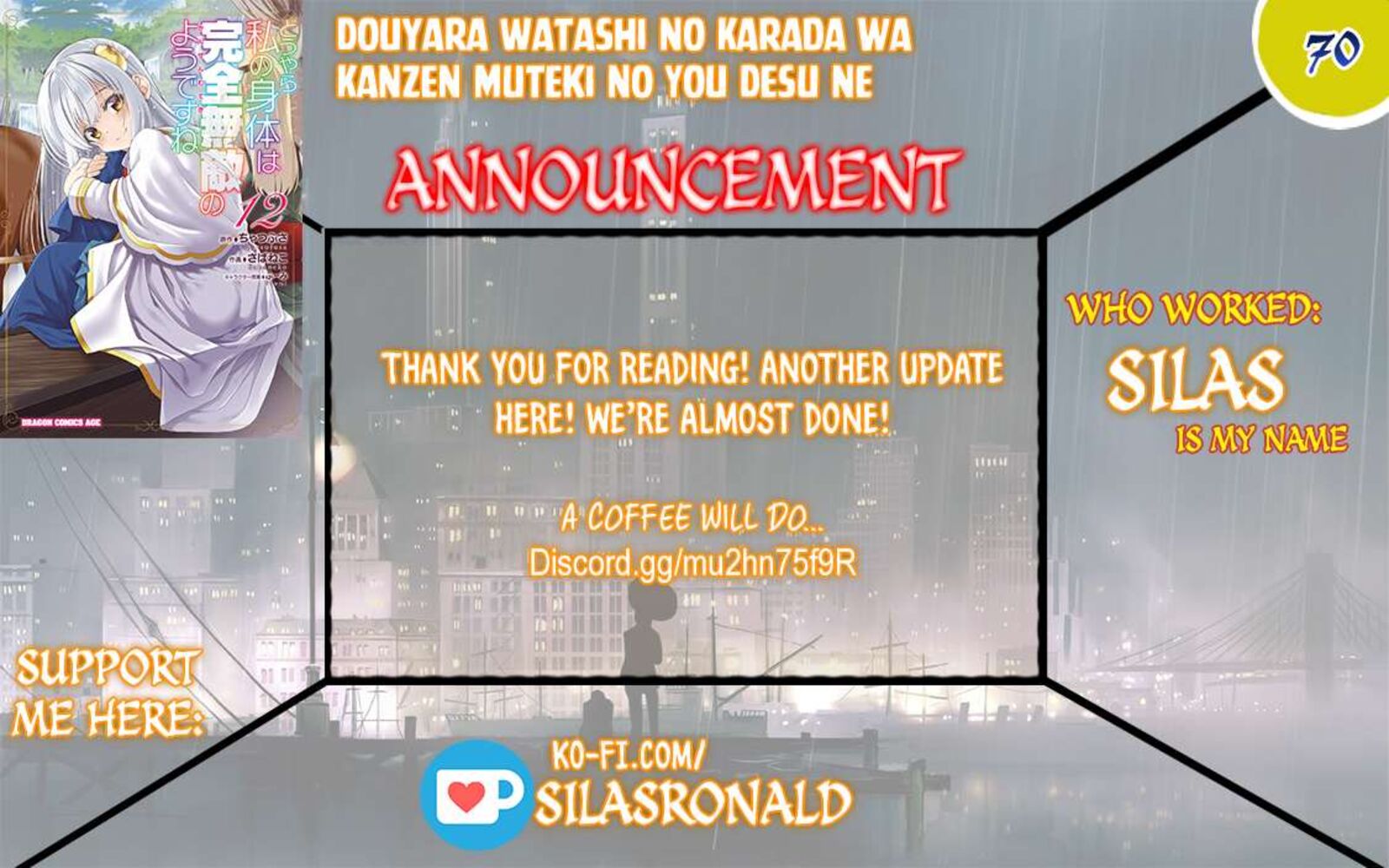 Douyara Watashi No Karada Wa Kanzen Muteki No You Desu Ne Chapter 70 Page 1