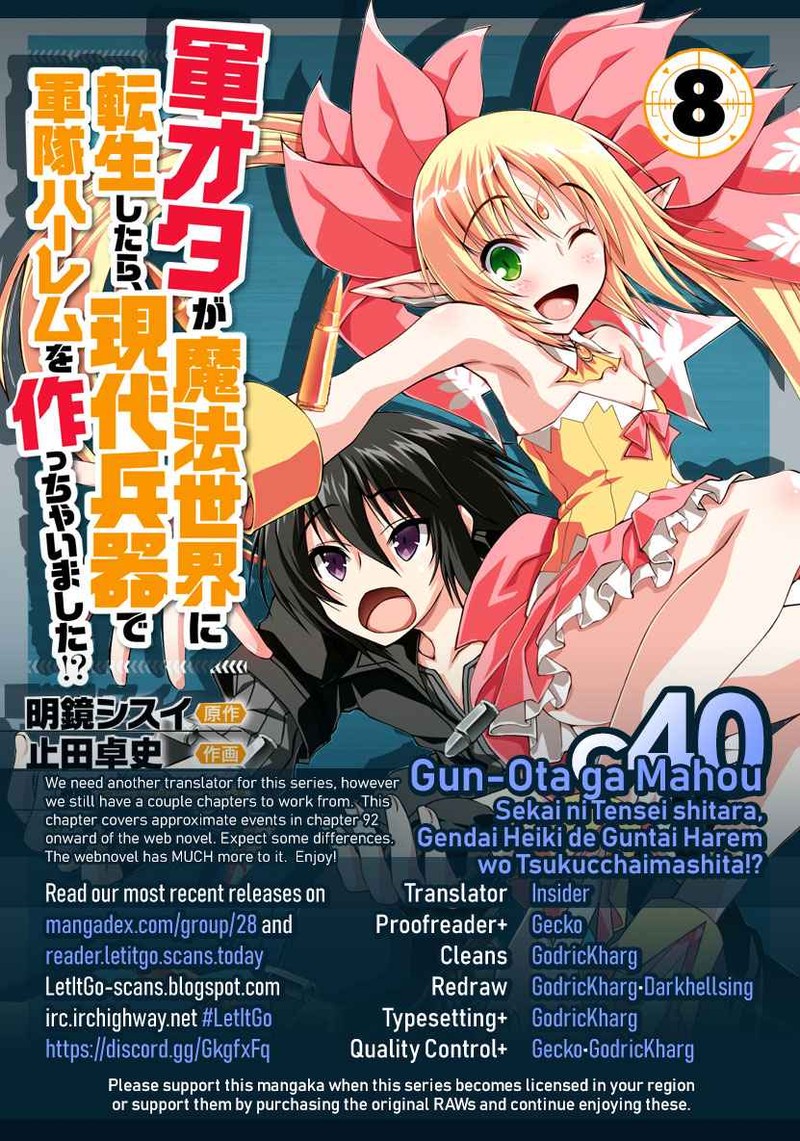 Gunota Ga Mahou Sekai Ni Tensei Shitara Gendai Heiki De Guntai Harem O Tsukucchaimashita Chapter 40 Page 1