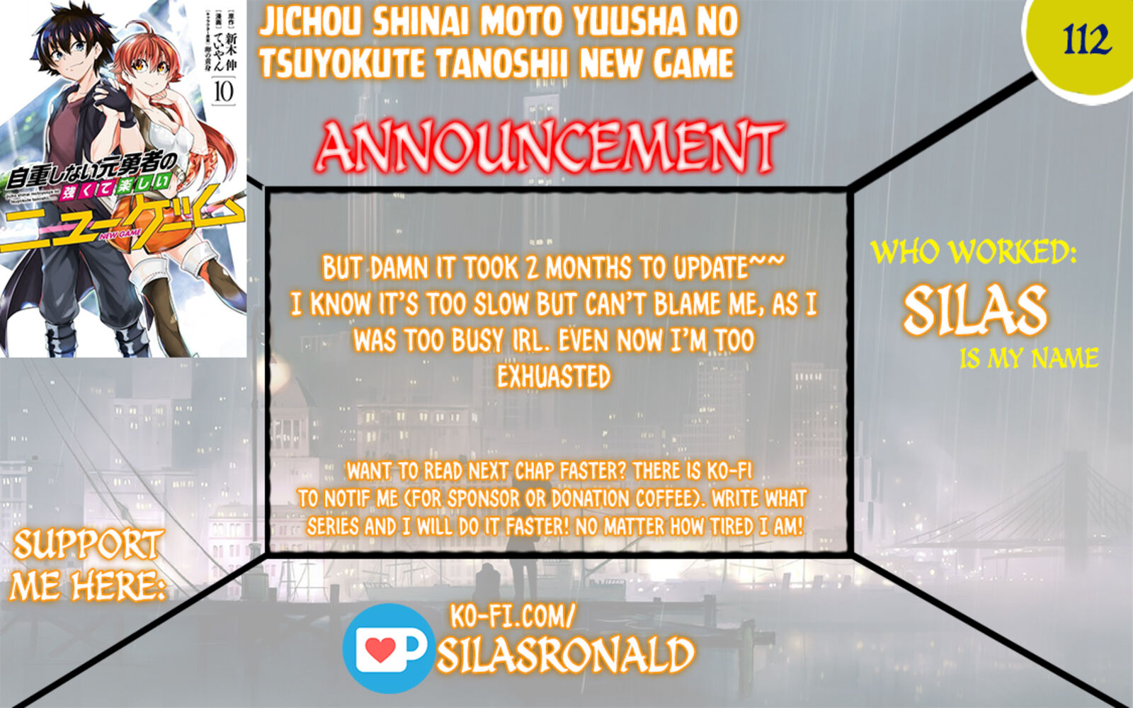 Jichou Shinai Motoyuusha No Tsuyokute TanoshII New Game Chapter 112 Page 1