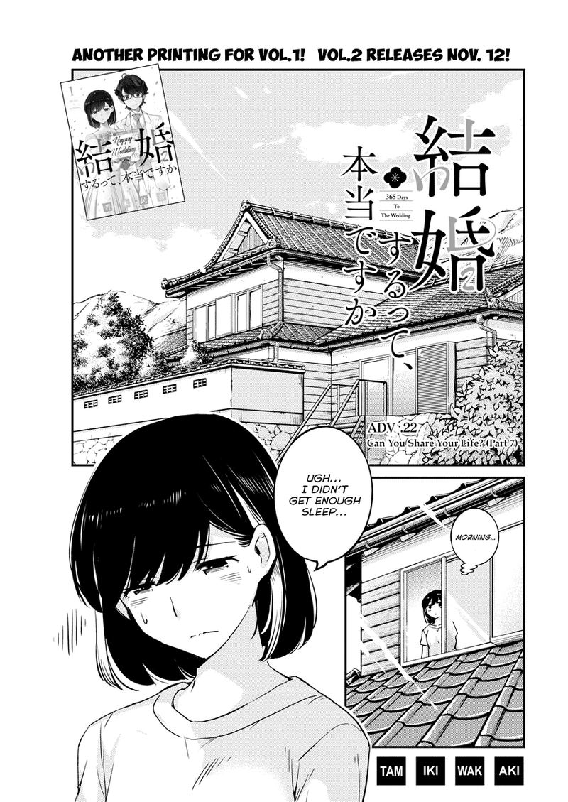 Kekkon Surutte Hontou Desu Ka 365 Days To The Wedding Chapter 22 Page 1