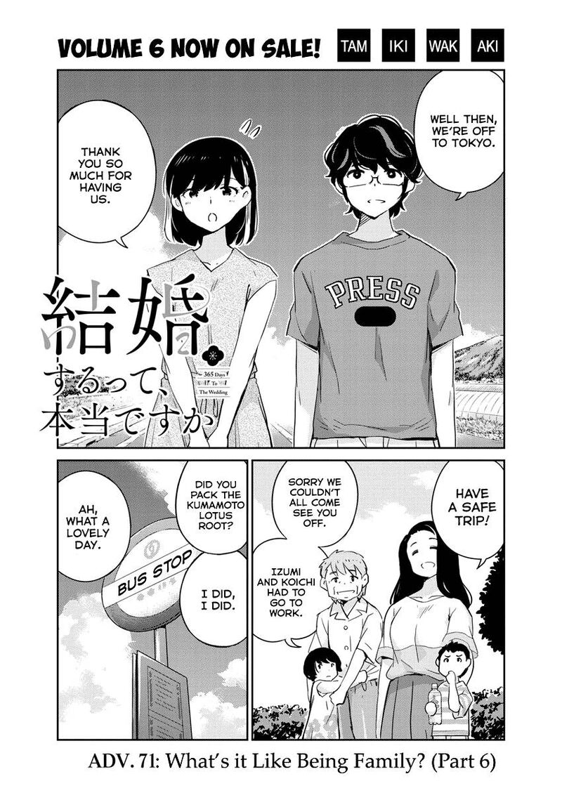 Kekkon Surutte Hontou Desu Ka 365 Days To The Wedding Chapter 71 Page 1