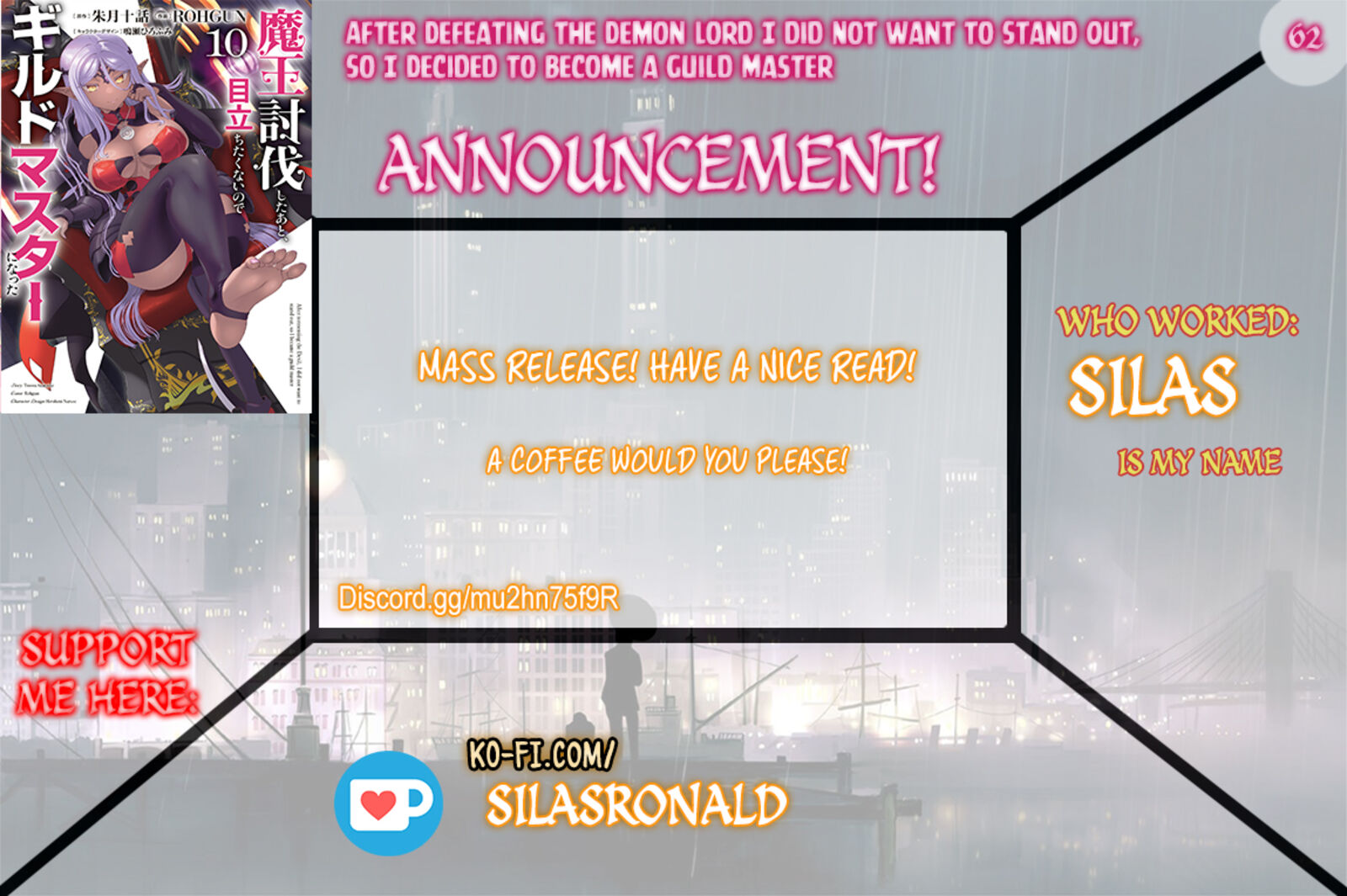 Maou Toubatsu Shita Ato Medachitakunai Node Guild Master Ni Natta Chapter 62 Page 1