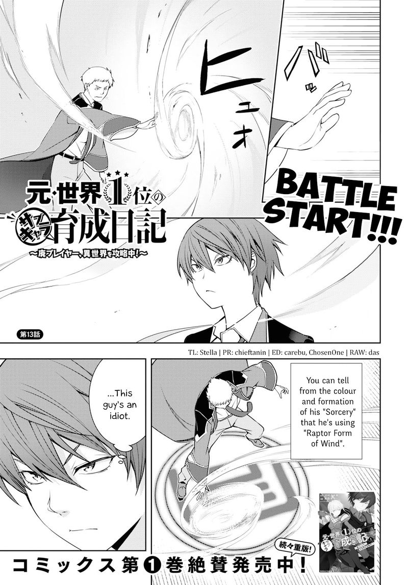 Moto Sekai IchII Subchara Ikusei Nikki Hai Player Isekai Wo Kouryakuchuu Chapter 13 Page 1