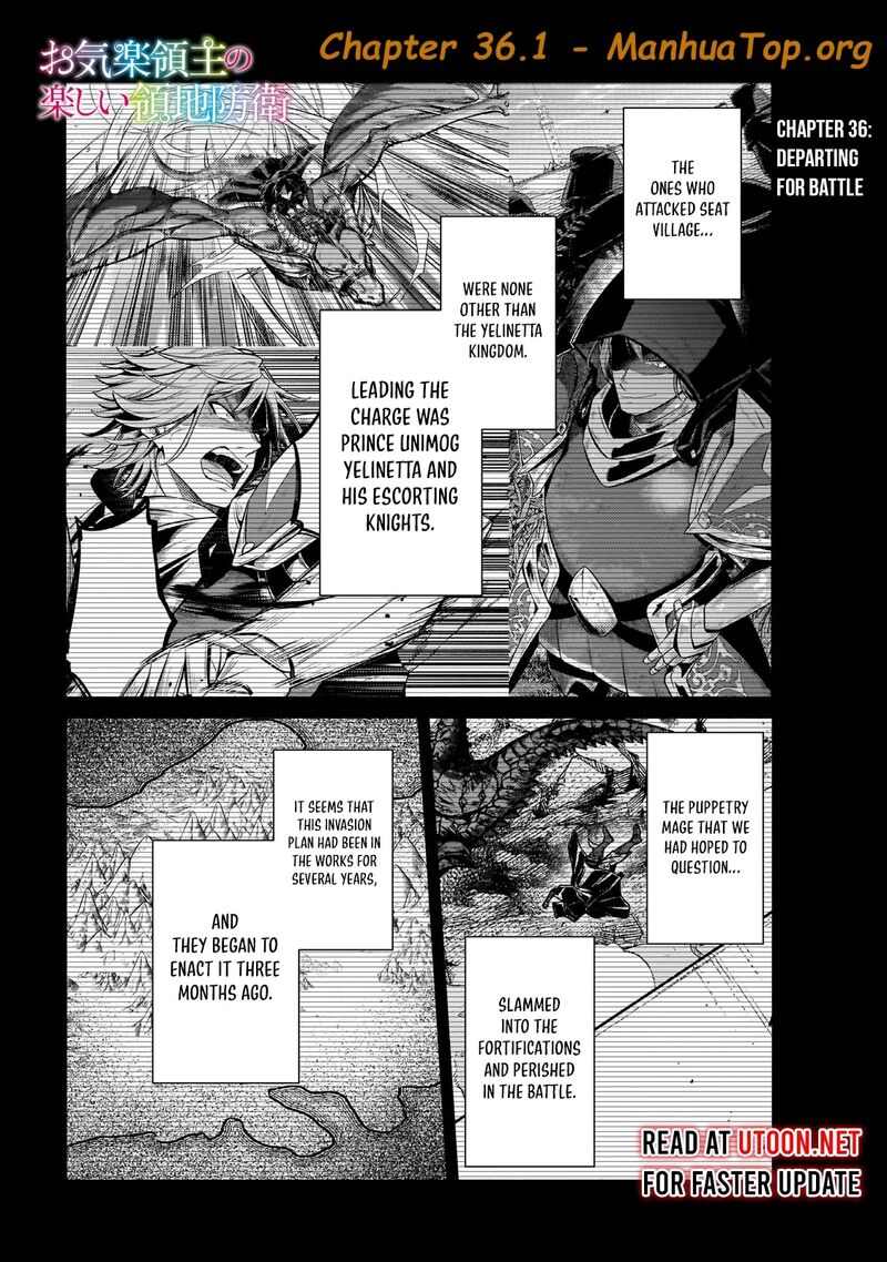 Okiraku Ryoushu No TanoshII Ryouchi Bouei Seisan Kei Majutsu De Na Mo Na Kimura Wo Saikyou No Jousai Toshi Ni Chapter 36a Page 1
