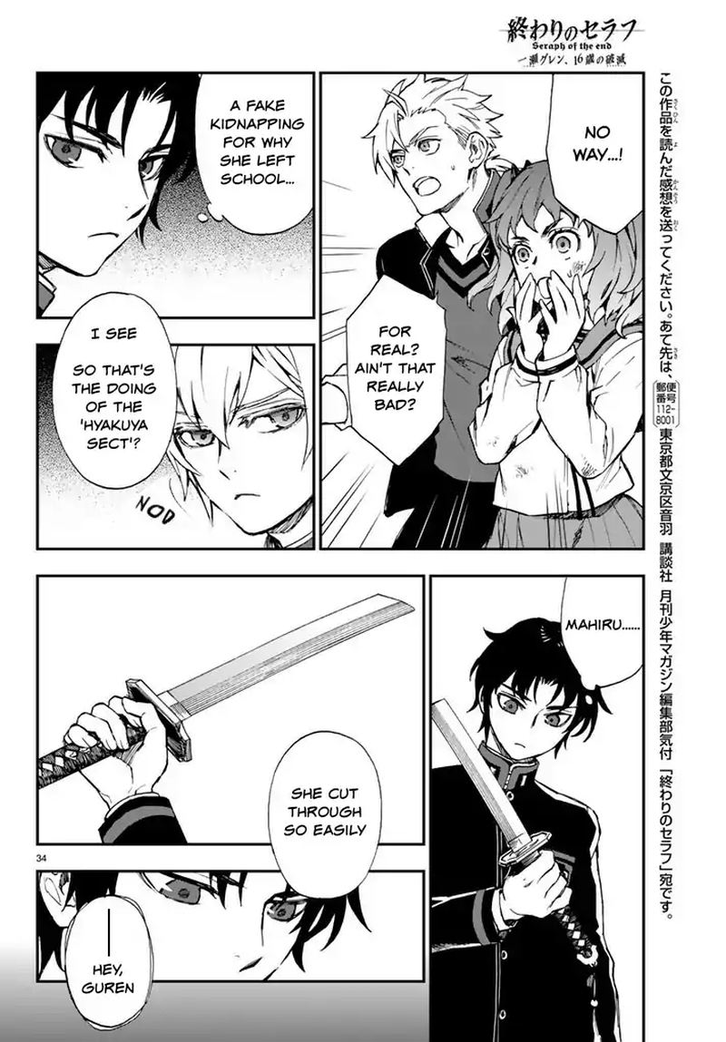 Owari No Seraph Ichinose Guren 16 Sai No Catastrophe Chapter 6 Page 34