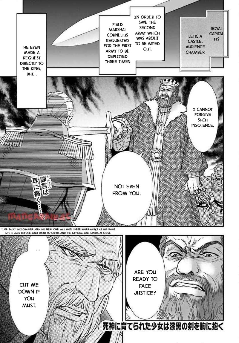 Shinigami Ni Sodaterareta Shoujo Wa Shikkoku No Tsurugi Wo Mune Ni Idaku Chapter 49 Page 1