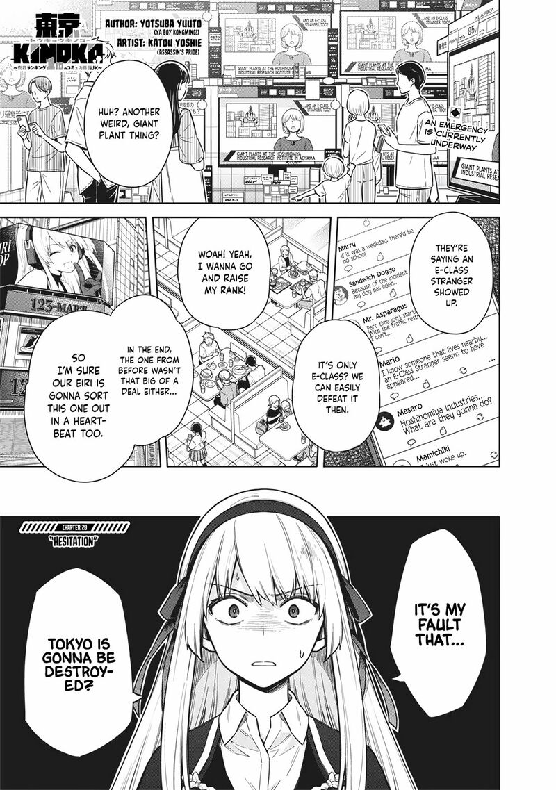 Toukyou Kinoko Sekai Ranking 1 I No Komyu Ryoku Saijaku Jk Chapter 28 Page 1